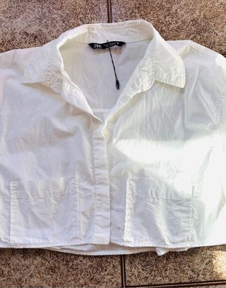 Camisa Zara Blanca Manga Corta Talla M