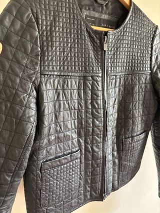 Chaqueta Zara Piel Negra Acolchada
