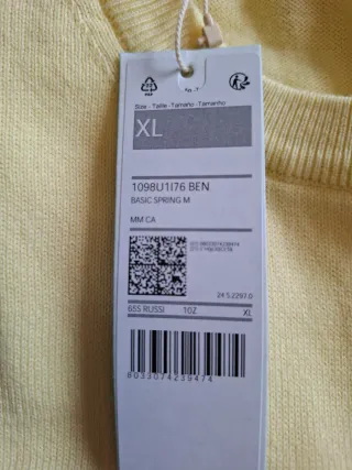 Jersey Benetton hombre amarillo talla XL
