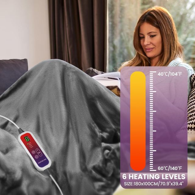 Manta Eléctrica Calefactora Gris