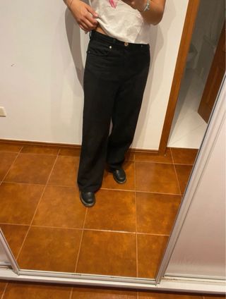 Calças de ganga pretas largas