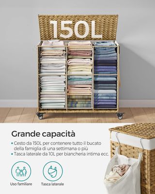 Cesto Portabiancheria Songmics con Coperchio
