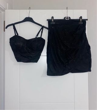 Conjunto fiesta top y falda brillo