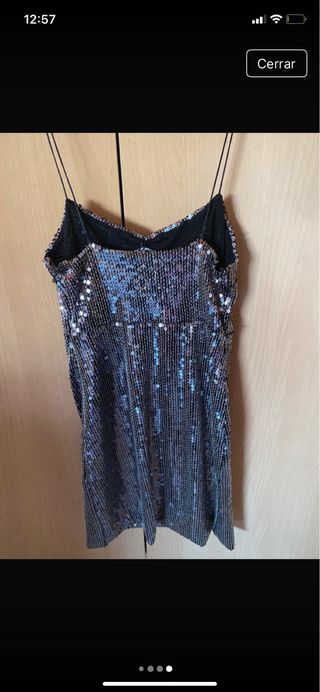 Vestido Zara lentejuelas fiesta plateado