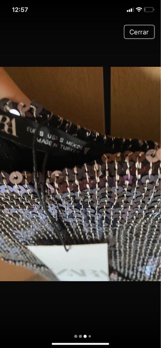 Vestido Zara lentejuelas fiesta plateado