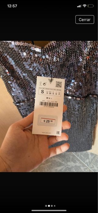 Vestido Zara lentejuelas fiesta plateado