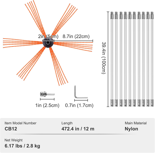 Kit Spazzacamino per Stufa a Pellet 12m Kit di Spa