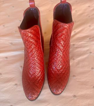 Botines Pons Quintana Piel Trenzada Rojo Talla 38