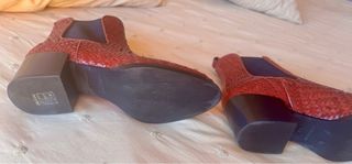 Botines Pons Quintana Piel Trenzada Rojo Talla 38