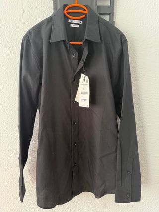 Camisa Zara Negra Vestir Talla L