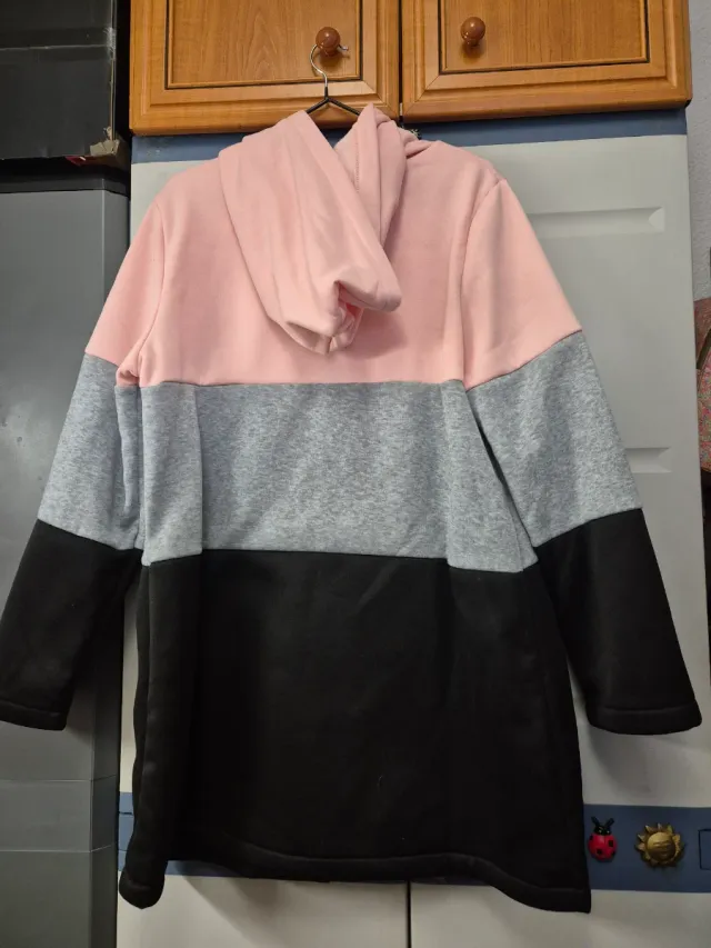 Chaqueta tricolor forrada,negro,rpsa y gris