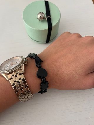 Pulsera Tous Corazón Flor Oso Tulipán Negra