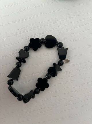 Pulsera Tous Corazón Flor Oso Tulipán Negra