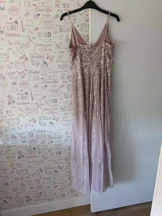 Vestido de fiesta lentejuelas rosa y dorado