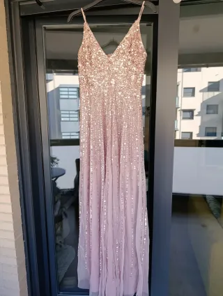 Vestido de fiesta lentejuelas rosa y dorado