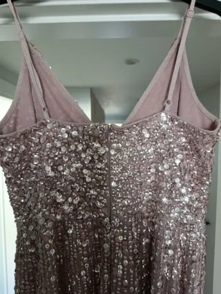 Vestido de fiesta lentejuelas rosa y dorado