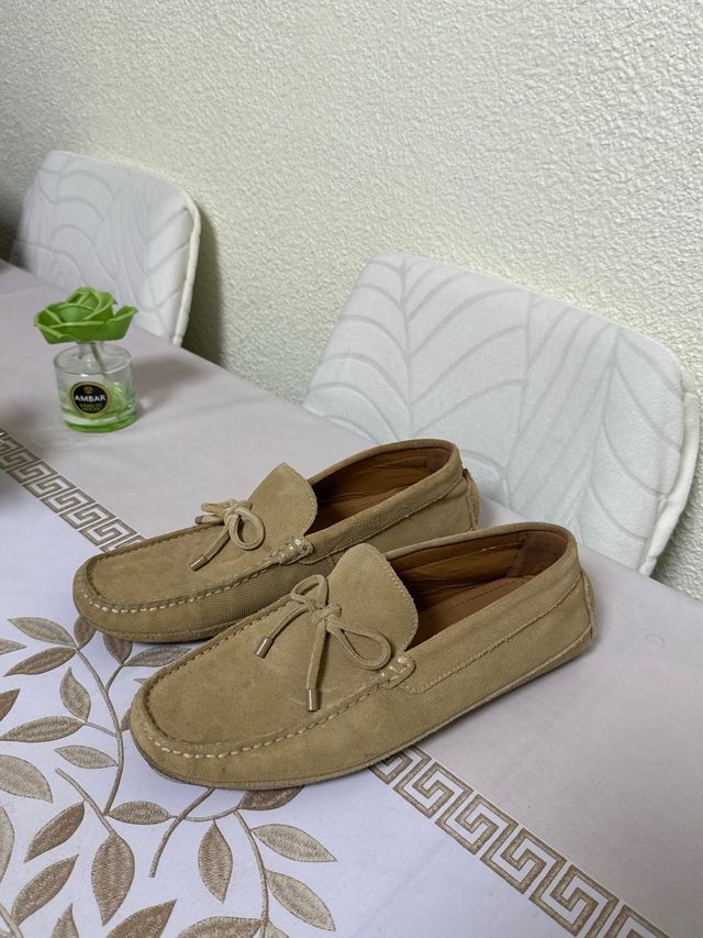 Mocassini in pelle beige