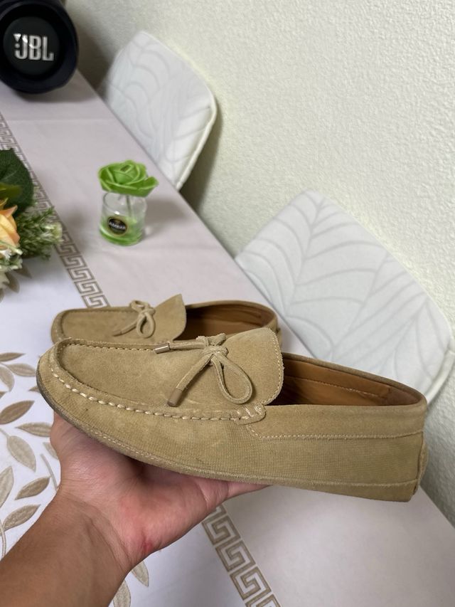 Mocassini in pelle beige