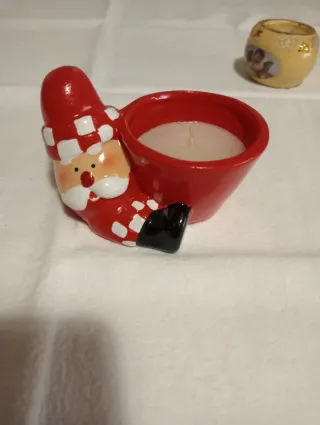 Set 2 Portacandele Ceramica Natale