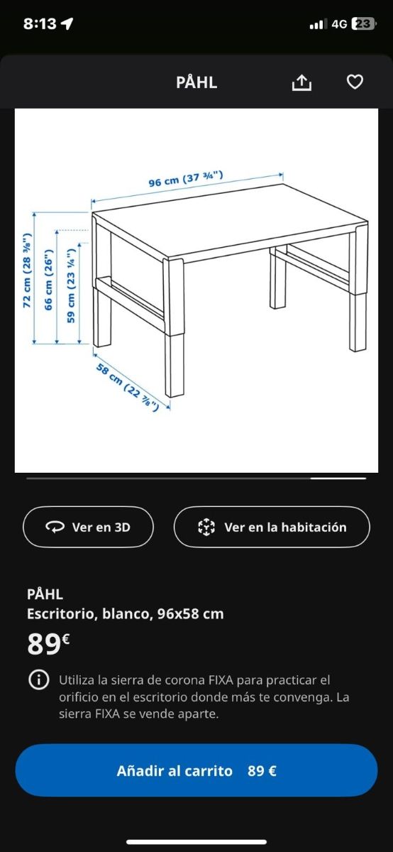 Escritorio PÅHL IKEA Blanco