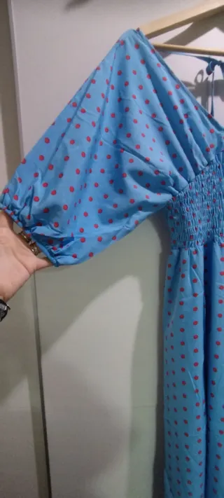 Mono azul lunares rojo