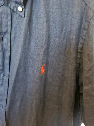 Camisa Polo Ralph Lauren Manga Corta Lino Azul