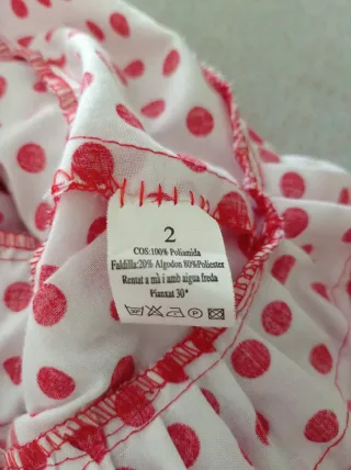 Traje Flamenca Niña Rojo y Blanco, talla 2