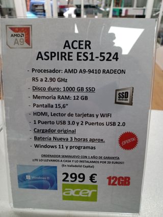 Portátil Acer Aspire ES1-524