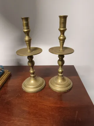 Candelabros barrocos antiguos bronce