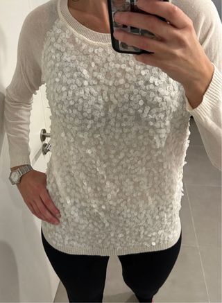 Jersey Mai-Mai blanco lentejuelas M
