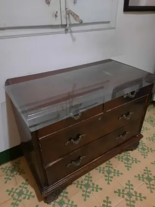 Cajonera vintage madera y cristal