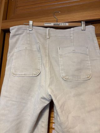 Pantalón ancho beige mujer T-L