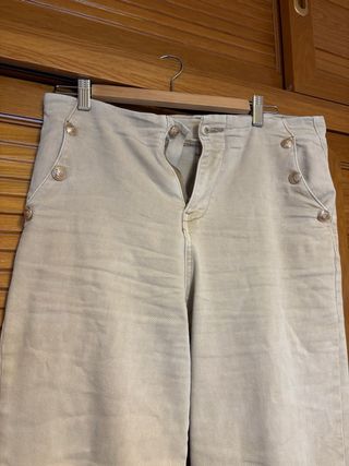 Pantalón ancho beige mujer T-L