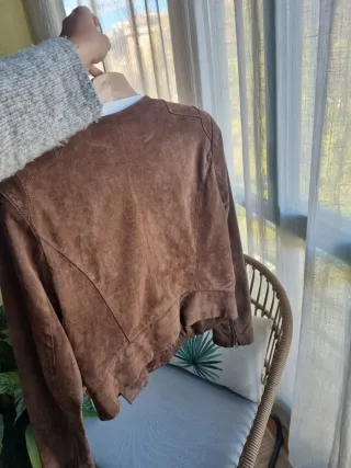 Chaqueta Cuero Ante Mango Talla S