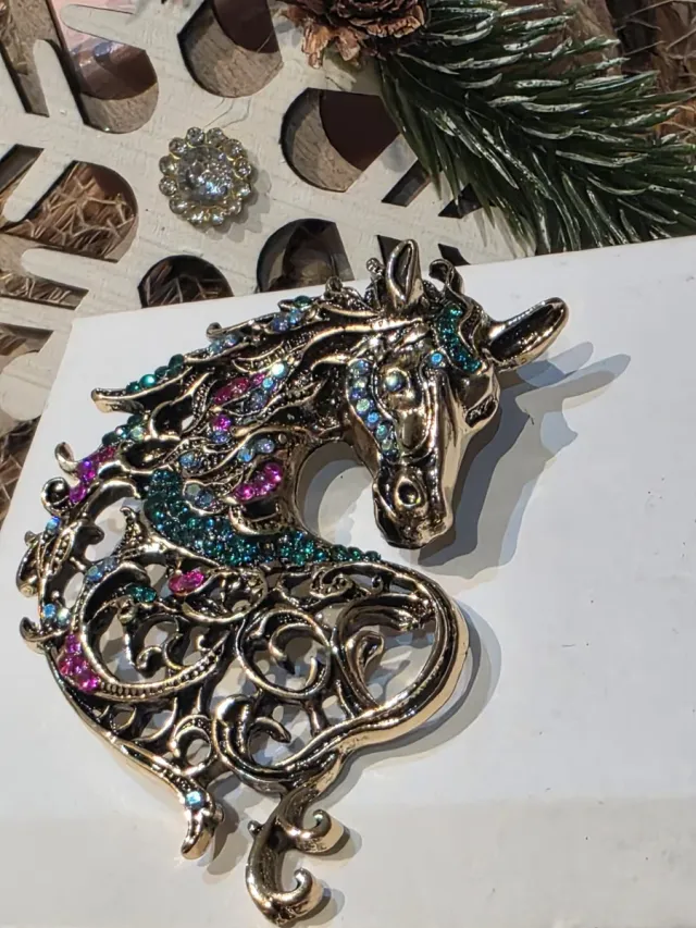 Broche Vintage Cavalo Multicolorido
