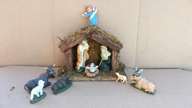 Belén Navidad Figuras Plástico Madera