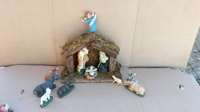 Belén Navidad Figuras Plástico Madera