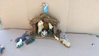 Belén Navidad Figuras Plástico Madera