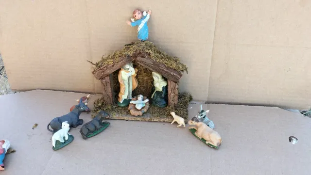 Belén Navidad Figuras Plástico Madera