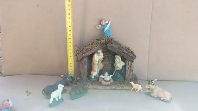 Belén Navidad Figuras Plástico Madera