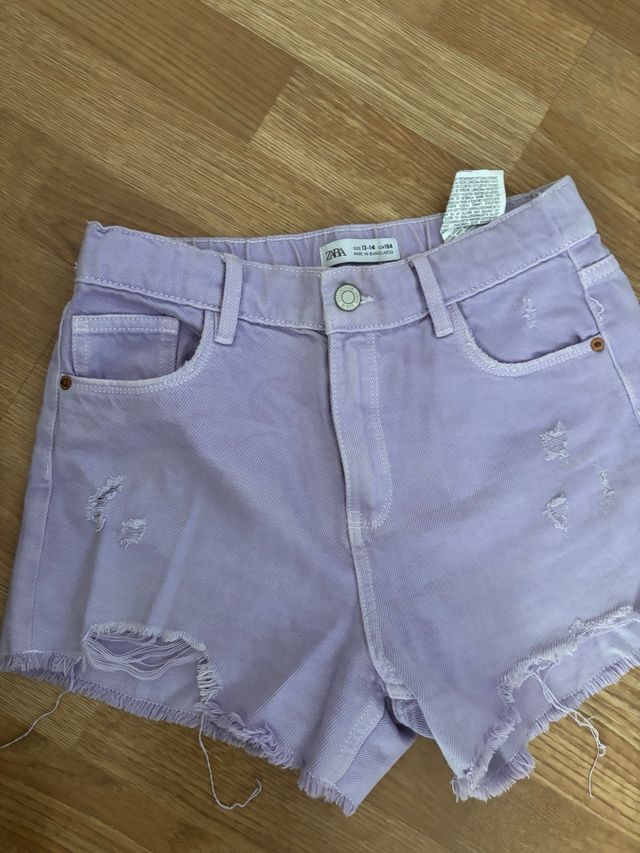 Shorts vaqueros Zara morados rotos