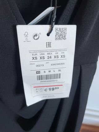 Vestido negro tirantes Pull&Bear Talla XS