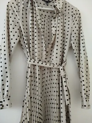 Vestido camisero lunares beige y negro