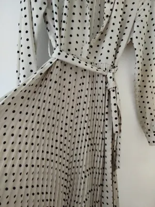 Vestido camisero lunares beige y negro