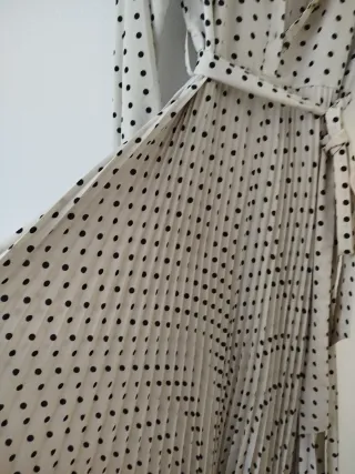 Vestido camisero lunares beige y negro