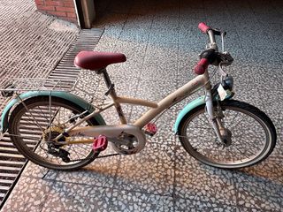 Bicicleta niña BTWIN color crema y azul