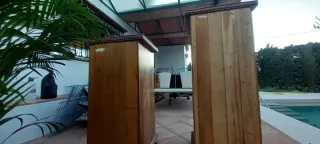 Aparador Sinfonier y consola madera y mármol rosa