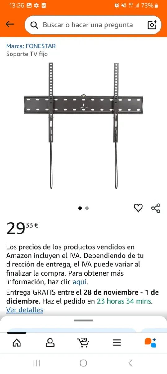 Soporte TV Fijo FONESTAR