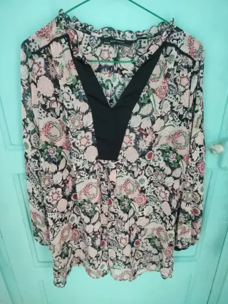 Blusa Zara Gasa Estampada