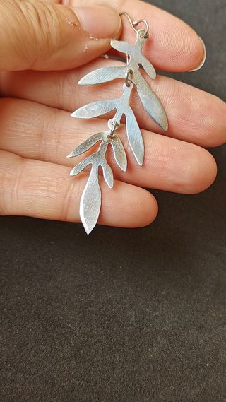 Pendientes Plata 925 Mexicanos Ramas Hojas móviles